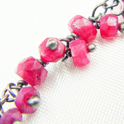 Dyed Ruby Cluster Dangle 3.5mm Oxidized Wire Chain